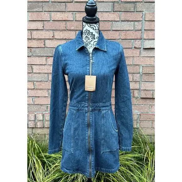 NWT Reformation Jeans Women's Denim Mini Dress Size 4 - Picture 3 of 8